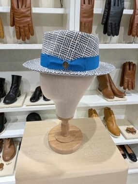 STEVEN LAND MENS "LUCIA"  BLUE- WHITE FEDORA CRUSHABLE FEDORA HAT. SH-112.